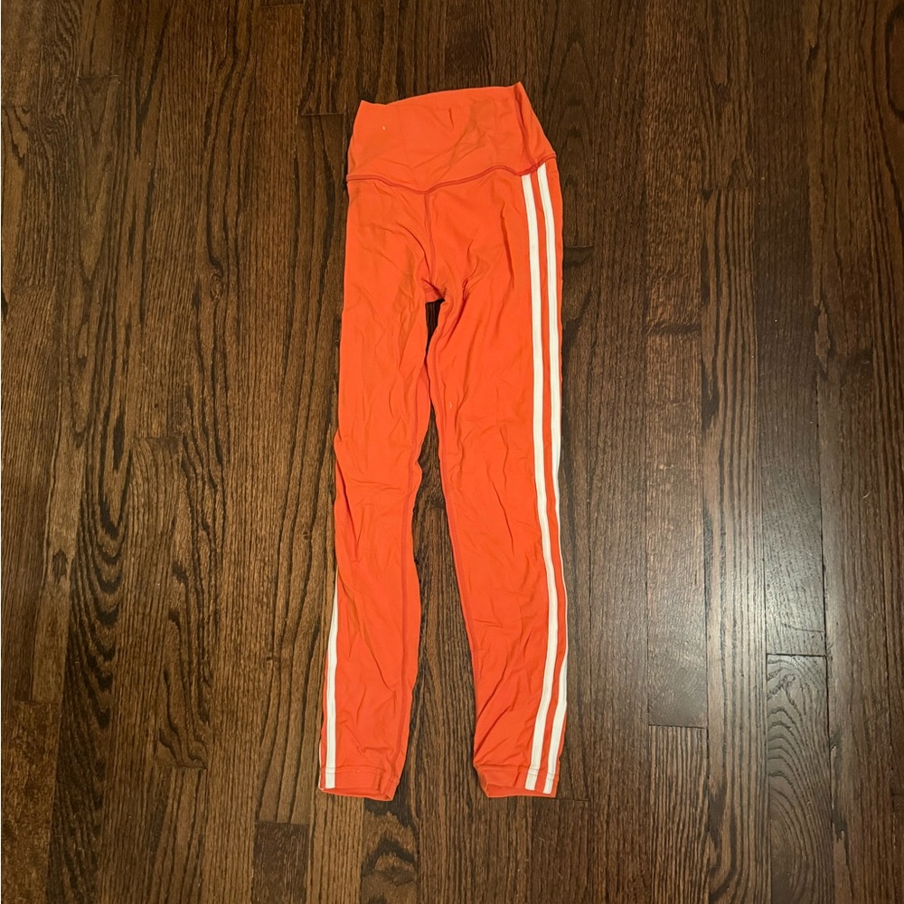 Splits59 Orange Leggings with White Stripes